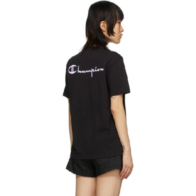 Shop Champion Reverse Weave Black Script Logo Back T-shirt In Nbk Black