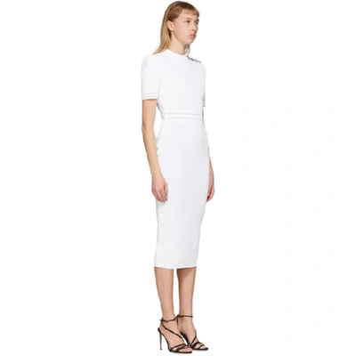 Shop Balmain White Open Knit Dress In 0fa White
