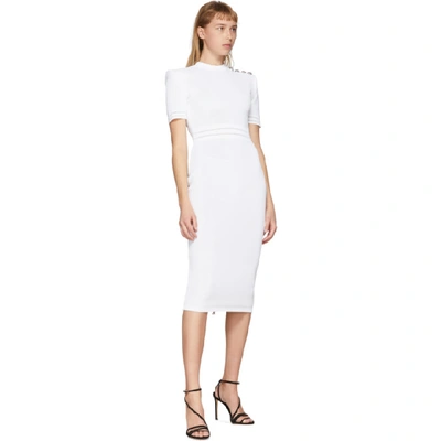 Shop Balmain White Open Knit Dress In 0fa White