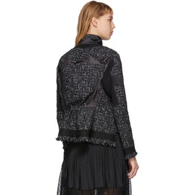 Shop Sacai Black Wool Summer Tweed Belted Jacket In 001 Black