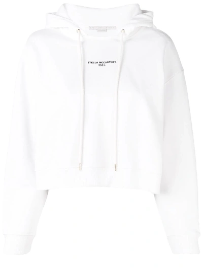 Shop Stella Mccartney Cropped Logo Printed Hoodie In White