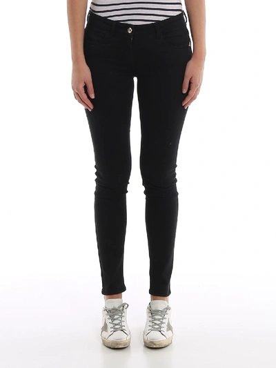 Shop Patrizia Pepe Jeggings With Embroidered Pocket In Black