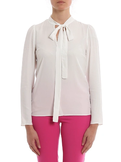 Shop Patrizia Pepe Bow Blouse In White