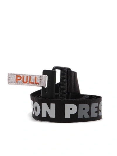 Shop Heron Preston Reflective Logo Belt In Black