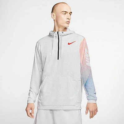 Shop Nike Men's Dri-fit Half-zip Training Hoodie In Grey