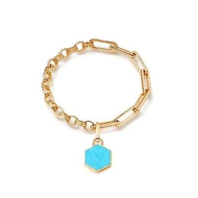 Shop Missoma Hex Chain Bracelet 18ct Gold Plated Vermeil/turquoise