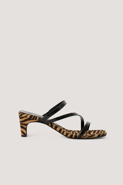 Shop Na-kd Squared Heel Strappy Sandals - Multicolor In Zebra