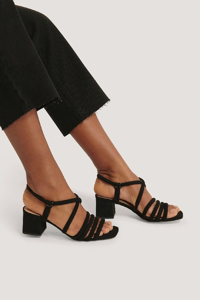 Shop Na-kd Rounded Straps Block Heel Sandals In Black