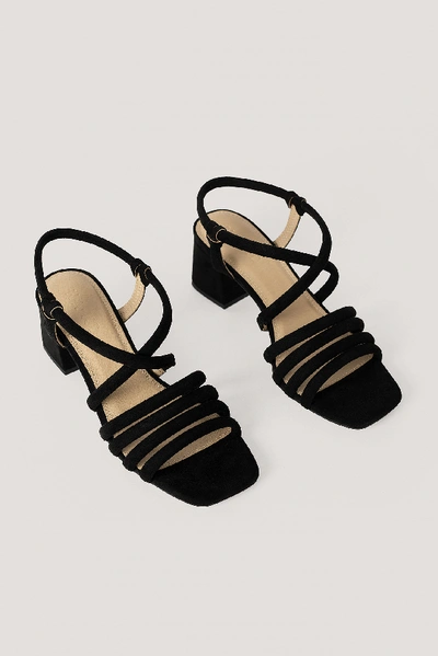 Shop Na-kd Rounded Straps Block Heel Sandals In Black