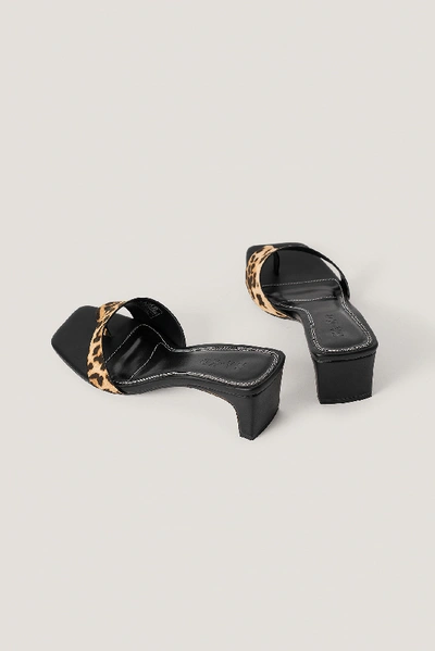 Shop Na-kd Squared Heel Toe Strap Sandals - Multicolor In Leopard