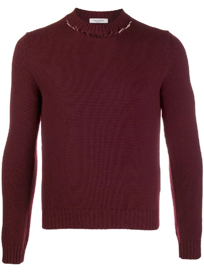 Shop Valentino Iconic Stud Sweater In Red