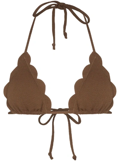Shop Marysia Broadway Triangle Bikini Top In Brown