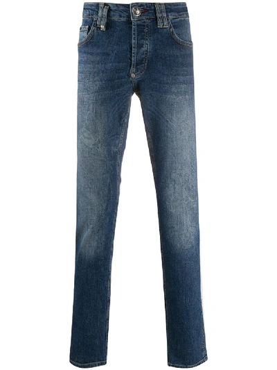 Shop Philipp Plein Super Straight Cut Jeans In Blue