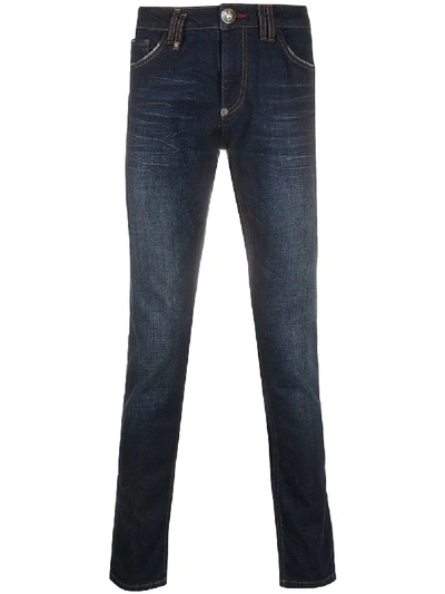Shop Philipp Plein Low Rise Skinny Jeans In Blue