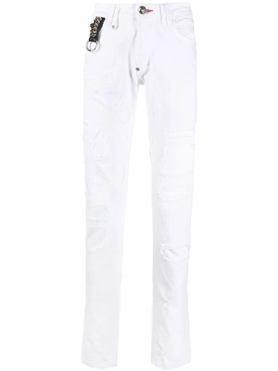 Shop Philipp Plein Super Straight Cut Jeans In White