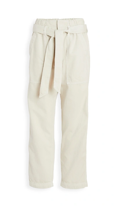 Shop Amo Relaxed Straight Leg Paperbag Pants In Vintage White