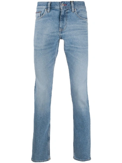 Shop Tommy Hilfiger Straight-leg Stonewashed Jeans In Blue