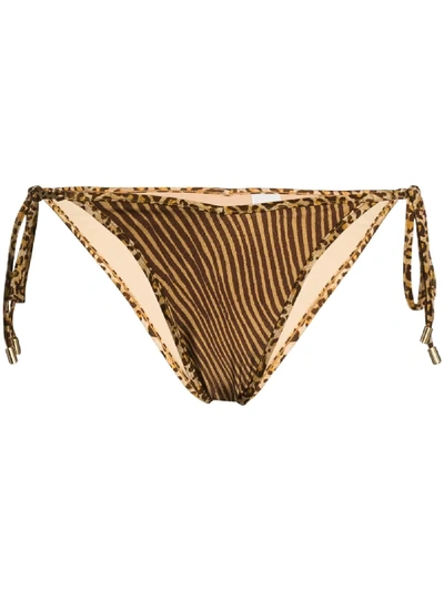 Shop Zimmermann Leopard-print Bikini Bottoms In Brown