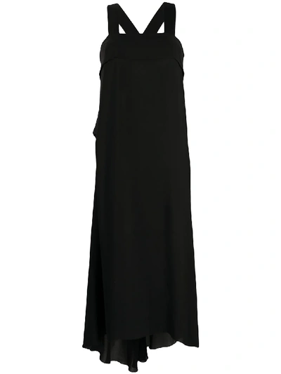Shop Isabel Benenato Asymmetric Hem Silk Dress In Black