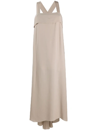 Shop Isabel Benenato Asymmetric Hem Silk Dress In Neutrals