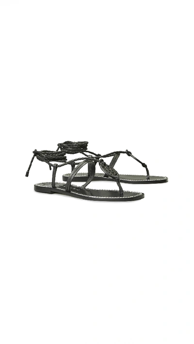 Shop Tory Burch Miller Braided Ankle-wrap Sandals In Perfect Black/perfect Black