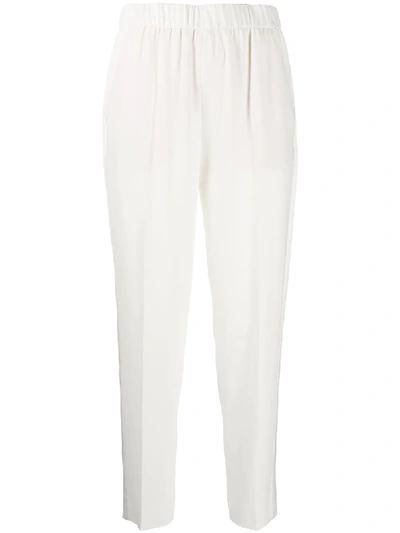 Shop Escada Elasticated-waist Tapered Trousers In White