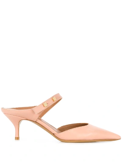 Shop Emporio Armani Pointed Leather Mules In Pink