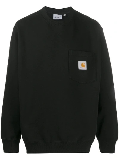Shop Carhartt Logo Patch Chest Pocket Sweatshirt In Black