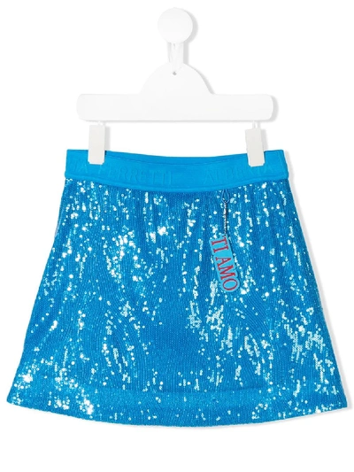 Shop Alberta Ferretti Ti Amo Sequin Skirt In Blue