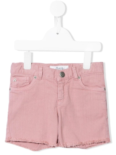 Shop Bonpoint Fringe Denim Shorts In Pink
