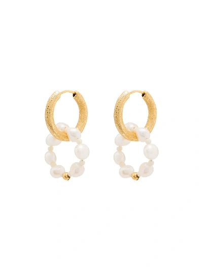 Shop Anni Lu Ring Of Pearls Hoop Earrings In Gold