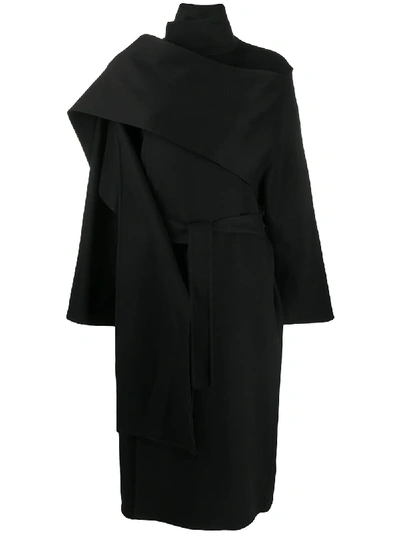 Shop Ports 1961 Draped Double-breasted Coat In Black