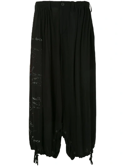 Shop Yohji Yamamoto Printed Balloon Trousers In Black