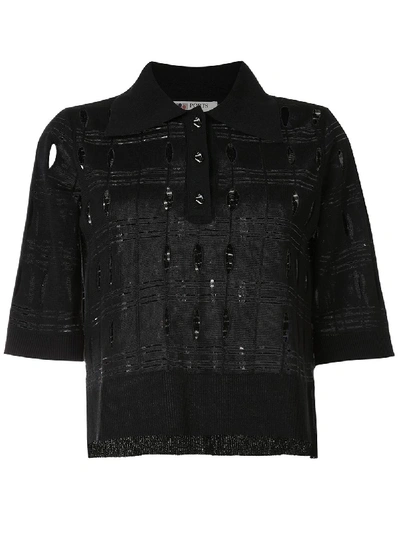 Shop Ports 1961 Perforated Detail Polo Shirt In Black