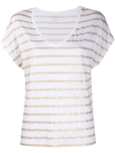 Shop Majestic Metallic Striped T-shirt In White