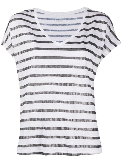 Shop Majestic Metallic Striped T-shirt In White