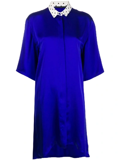 Shop Haider Ackermann Polka Dot Collar Shirt Dress In Blue