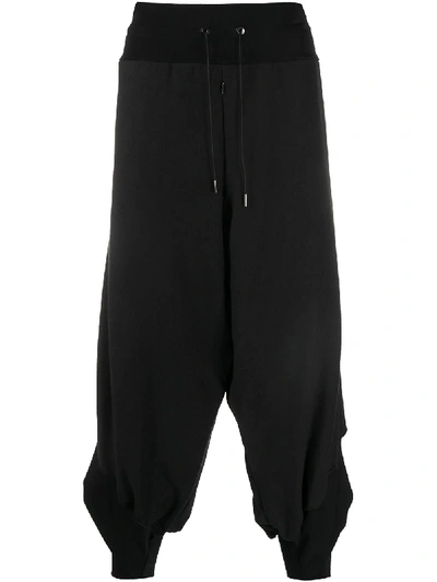 Shop Fumito Ganryu Drawstring Drop-crotch Trousers In Black