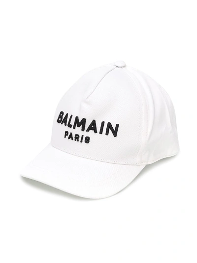 Shop Balmain Logo-embroidered Baseball Cap In White