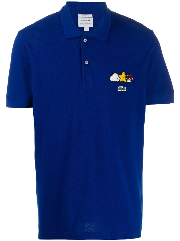 Lacoste X Friends With You Appliqué Detail Polo Shirt In Blue | ModeSens