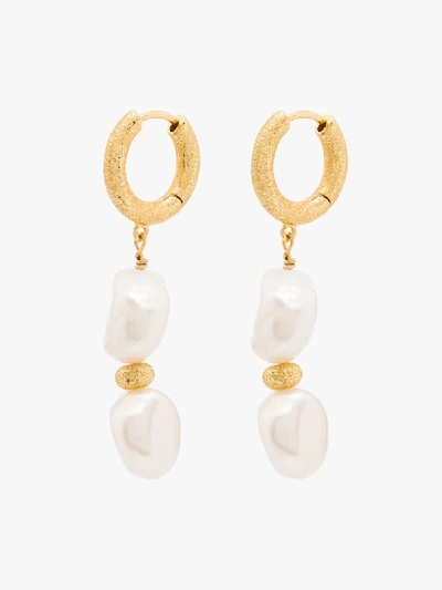 Shop Anni Lu Gold-plated Stellar Pearl Drop Huggie Earrings