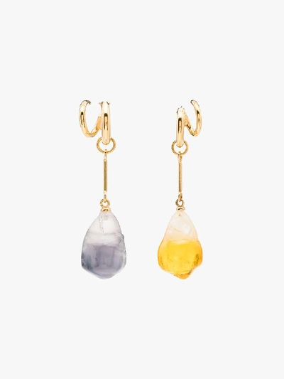 Shop Panconesi Gold Vermeil Pearl Drop Earrings In Multicoloured