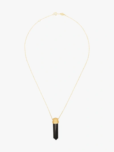 Shop Anni Lu Gold-plated L.a. Spirit Onyx Pendant Necklace