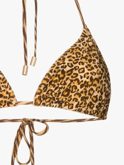 Shop Zimmermann Empire Leopard Triangle Bikini Top In Brown