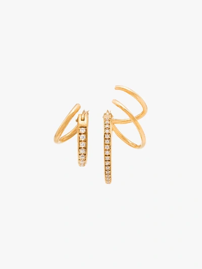 Shop Panconesi Gold Vermeil Crystal Hoop Earrings In Metallic