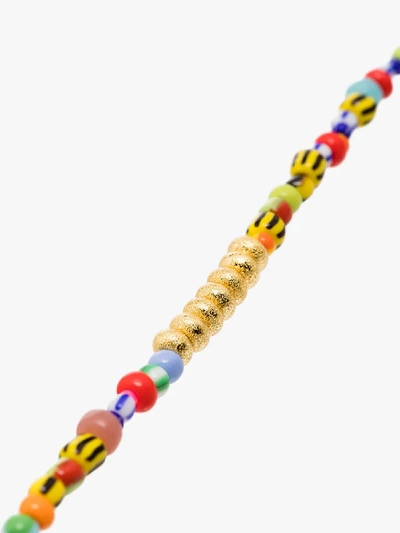 Shop Anni Lu Gold-plated Alaia Beaded Necklace In Yellow