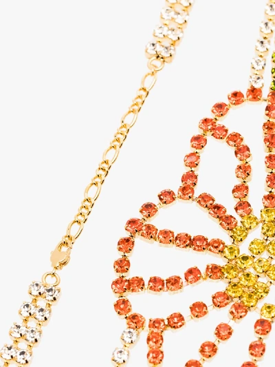 Shop Area Gold Tone Crystal Flower Choker In Orange