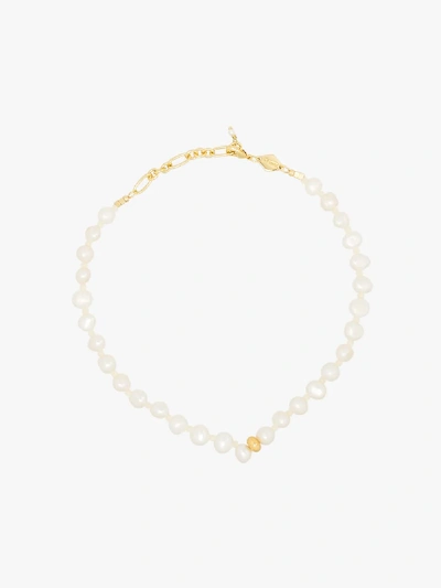 Shop Anni Lu Gold-plated Stellar Pearl Beaded Anklet