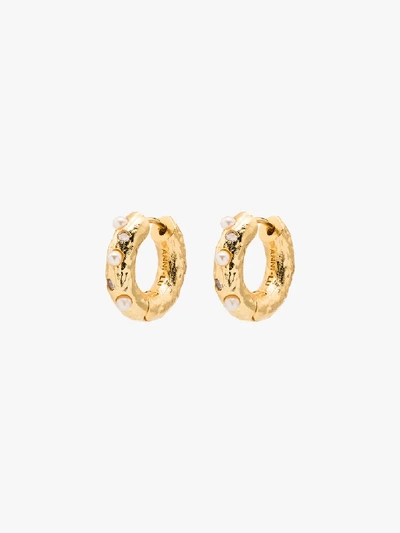Shop Anni Lu Gold-plated Pearl Hoop Earrings