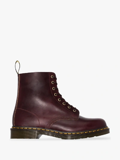 Shop Dr. Martens' Burgundy 1460 Pascal Leather Boots In Blue